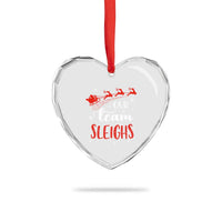 Xmas Santa Reindeer Our Team Sleigh Heart Crystal Glass Ornament - Wonder Print Shop