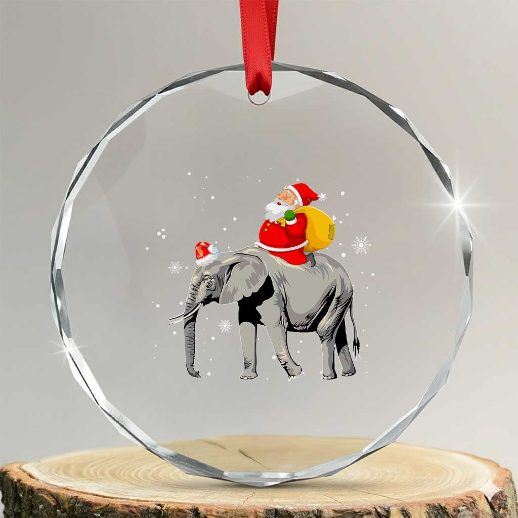 Xmas Santa Riding Elephant Crystal Glass Ornament Xmas Tree Light Funny Festive TS02