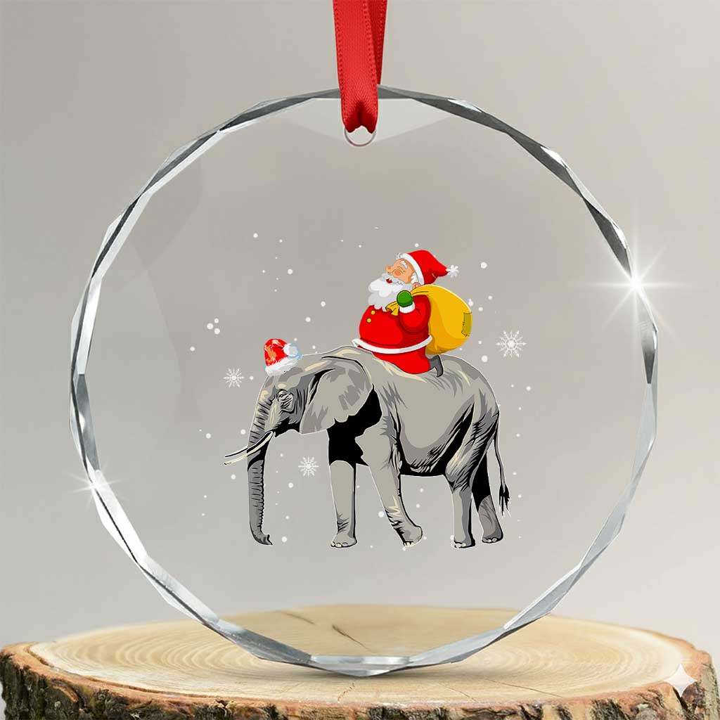 Xmas Santa Riding Elephant Crystal Glass Ornament Xmas Tree Light Funny Festive - Wonder Print Shop