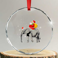 Xmas Santa Riding Elephant Crystal Glass Ornament Xmas Tree Light Funny Festive TS02