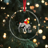 Xmas Santa Riding Elephant Crystal Glass Ornament Xmas Tree Light Funny Festive TS02