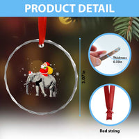 Xmas Santa Riding Elephant Crystal Glass Ornament Xmas Tree Light Funny Festive TS02