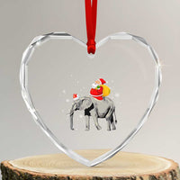 Xmas Santa Riding Elephant Heart Crystal Glass Ornament Xmas Tree Light Funny Festive - Wonder Print Shop