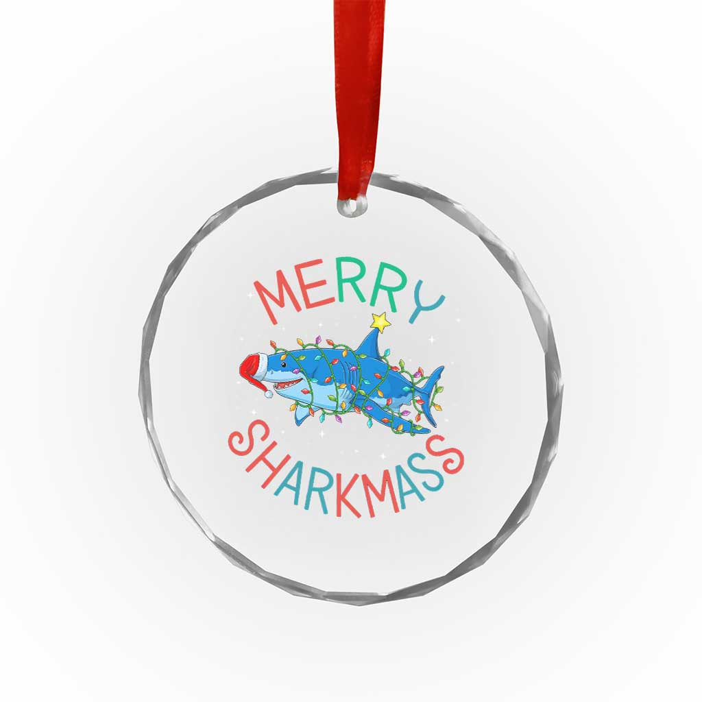 Xmas Shark Crystal Glass Ornament Funny Merry Sharkmas Xmas Gift TS12
