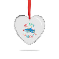 Xmas Shark Heart Crystal Glass Ornament Funny Merry Sharkmas Xmas Gift - Wonder Print Shop