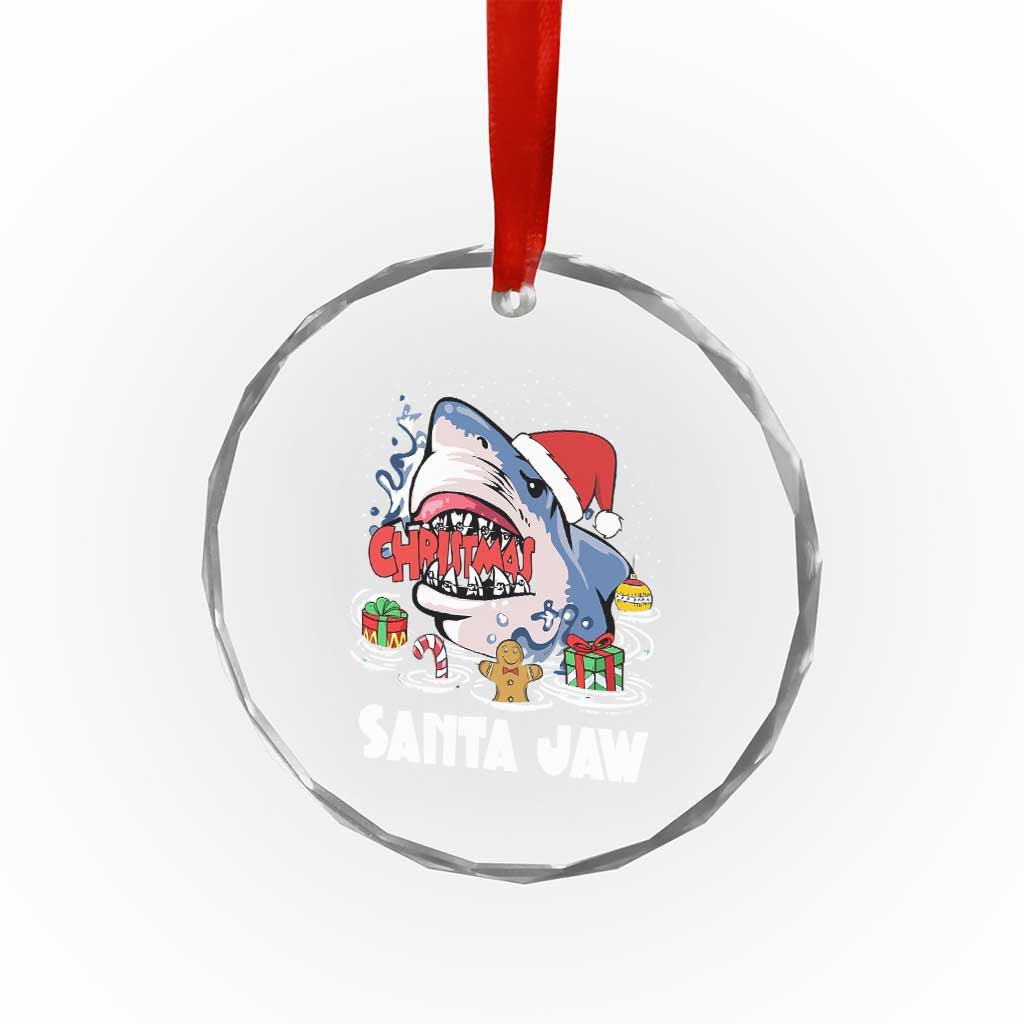 Xmas Shark Santa Jaws Crystal Glass Ornament TS09