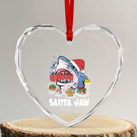Xmas Shark Santa Jaws Heart Crystal Glass Ornament - Wonder Print Shop