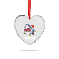 Xmas Shark Santa Jaws Heart Crystal Glass Ornament - Wonder Print Shop