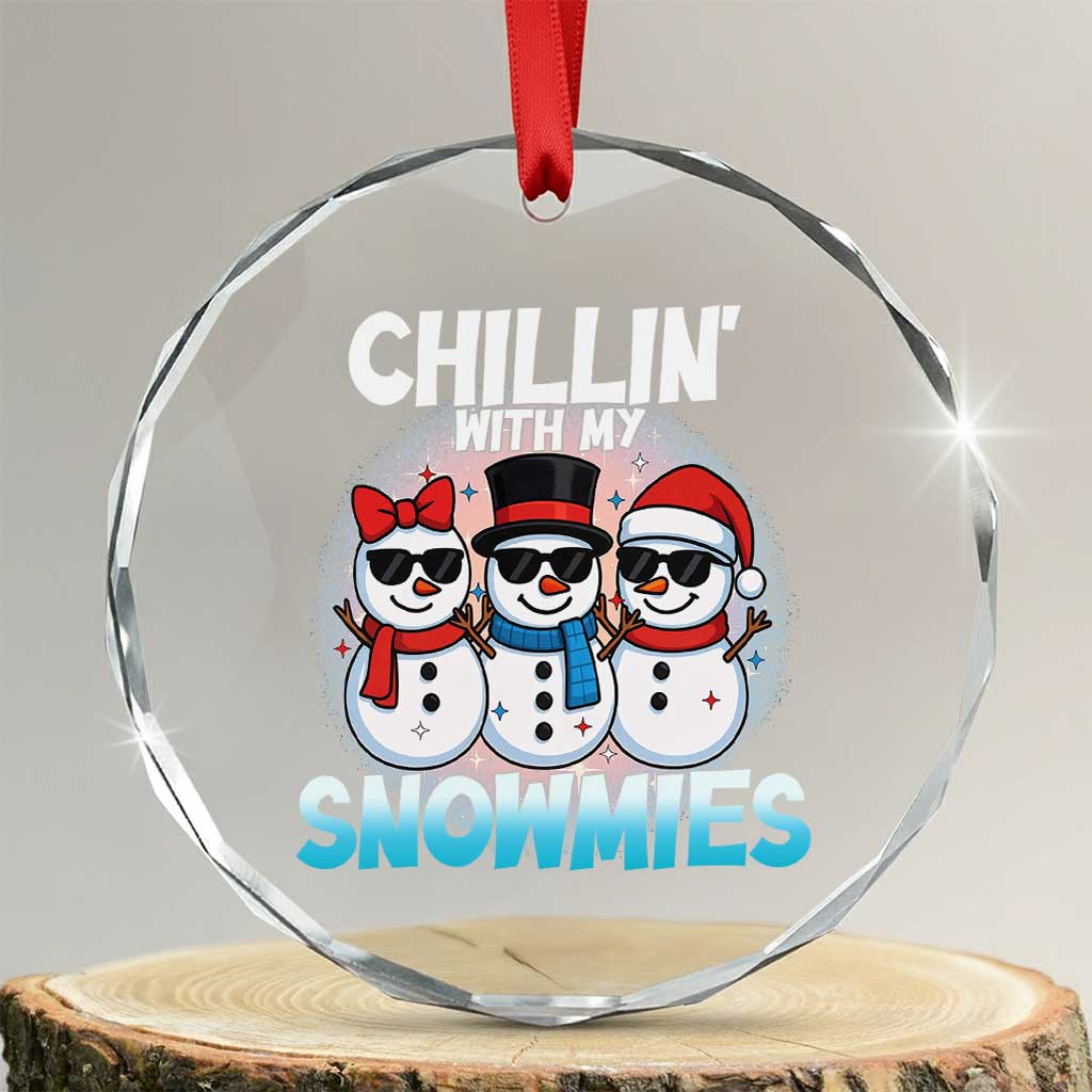 Xmas Snowman Crystal Glass Ornament Chillin With My Snowmies Christmas Snowman TS12