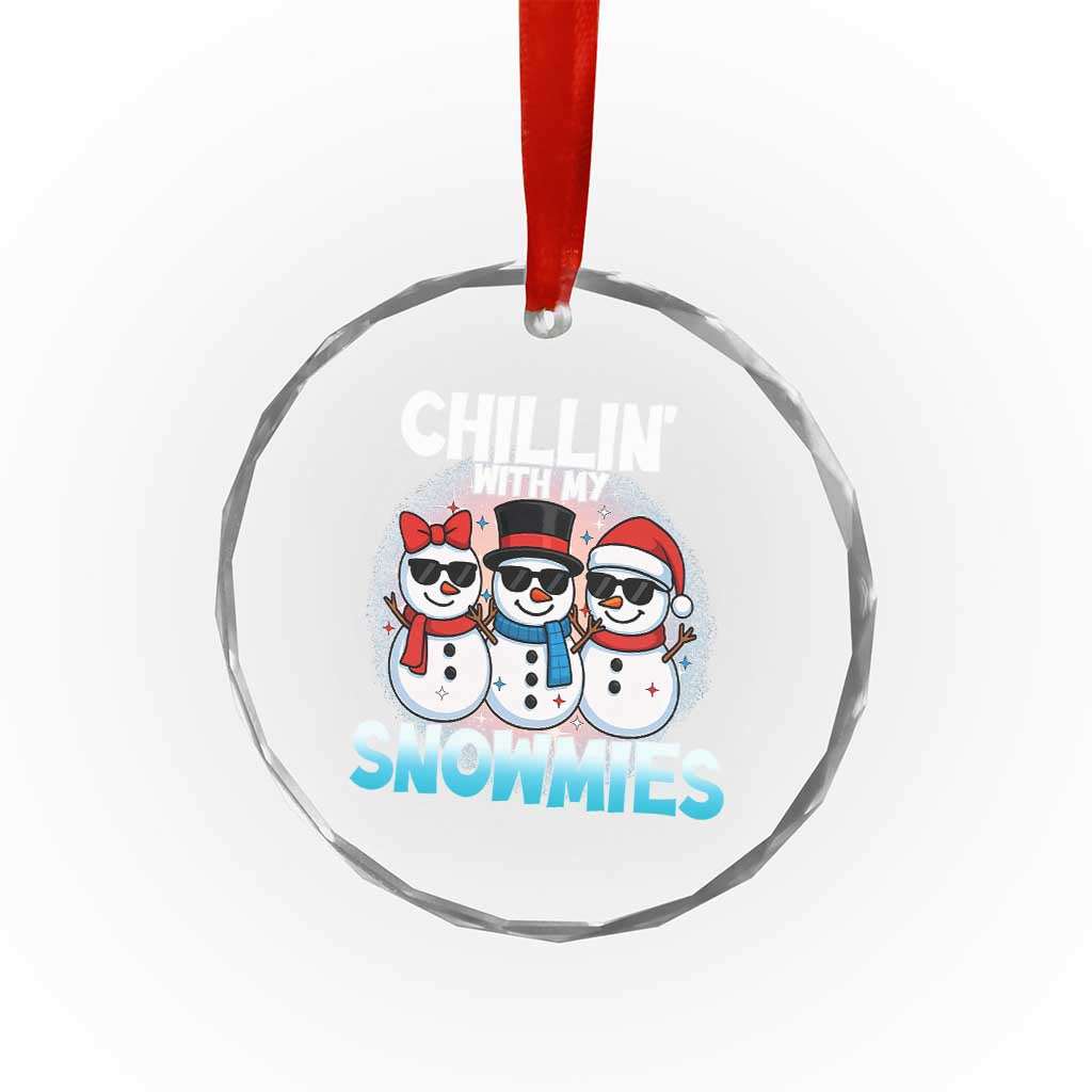 Xmas Snowman Crystal Glass Ornament Chillin With My Snowmies Christmas Snowman TS12