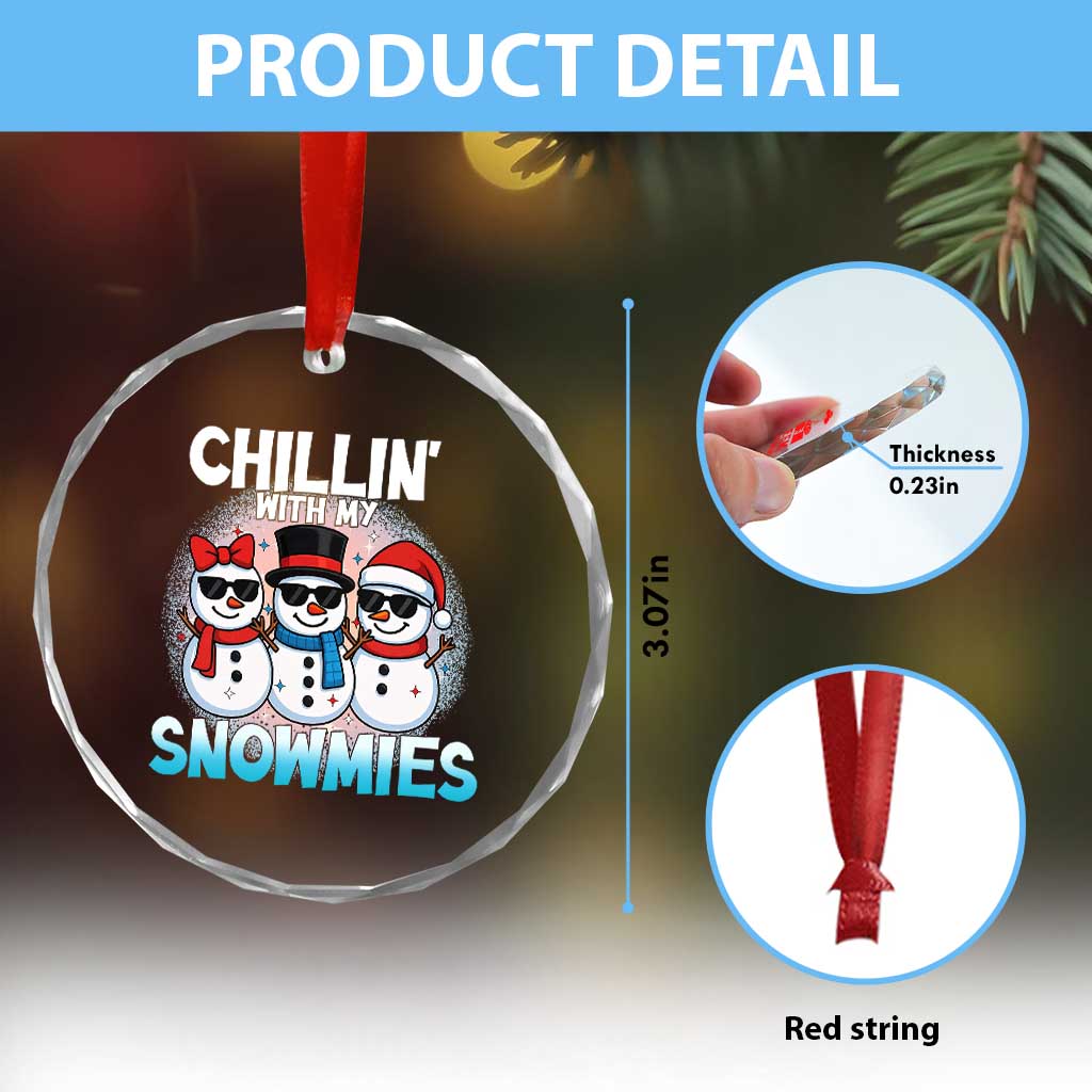 Xmas Snowman Crystal Glass Ornament Chillin With My Snowmies Christmas Snowman TS12