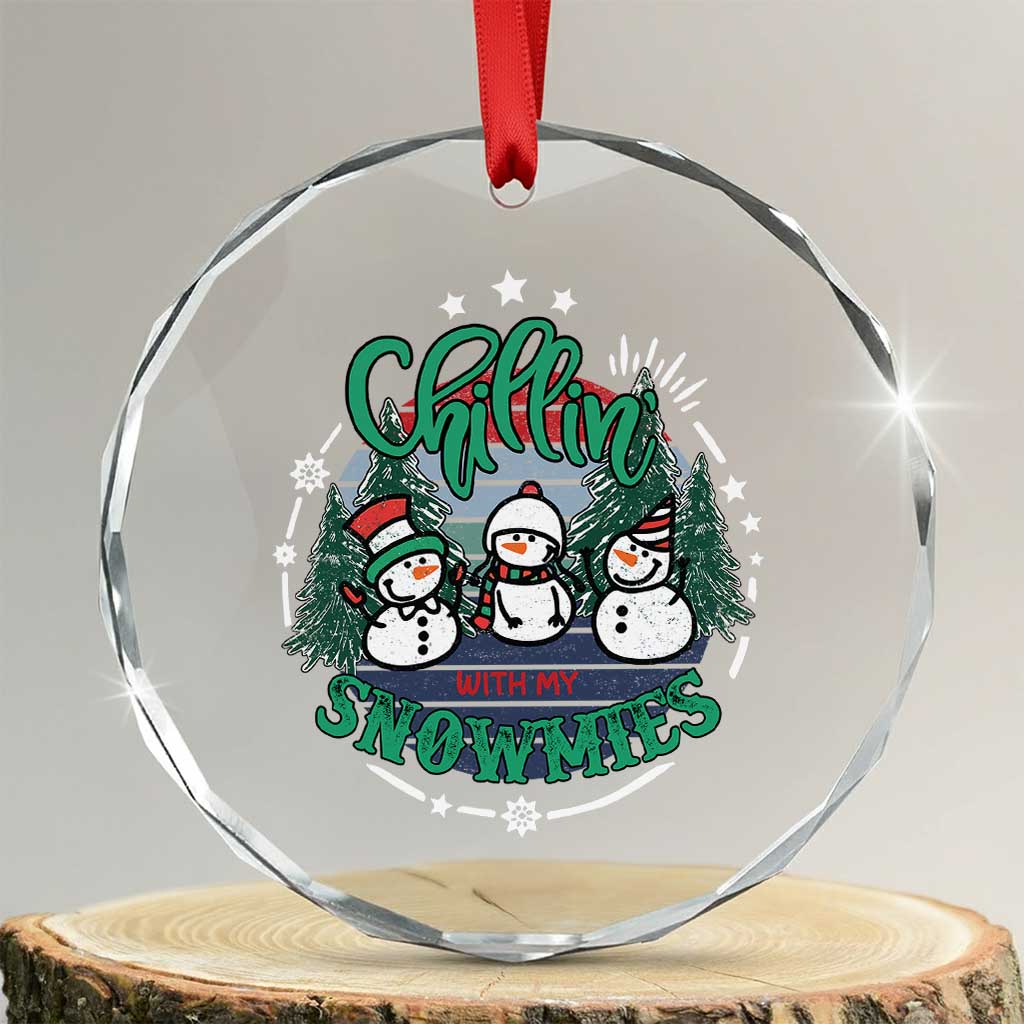 Xmas Snowman Crystal Glass Ornament Chillin With My Snowmies Cute Winter TS12
