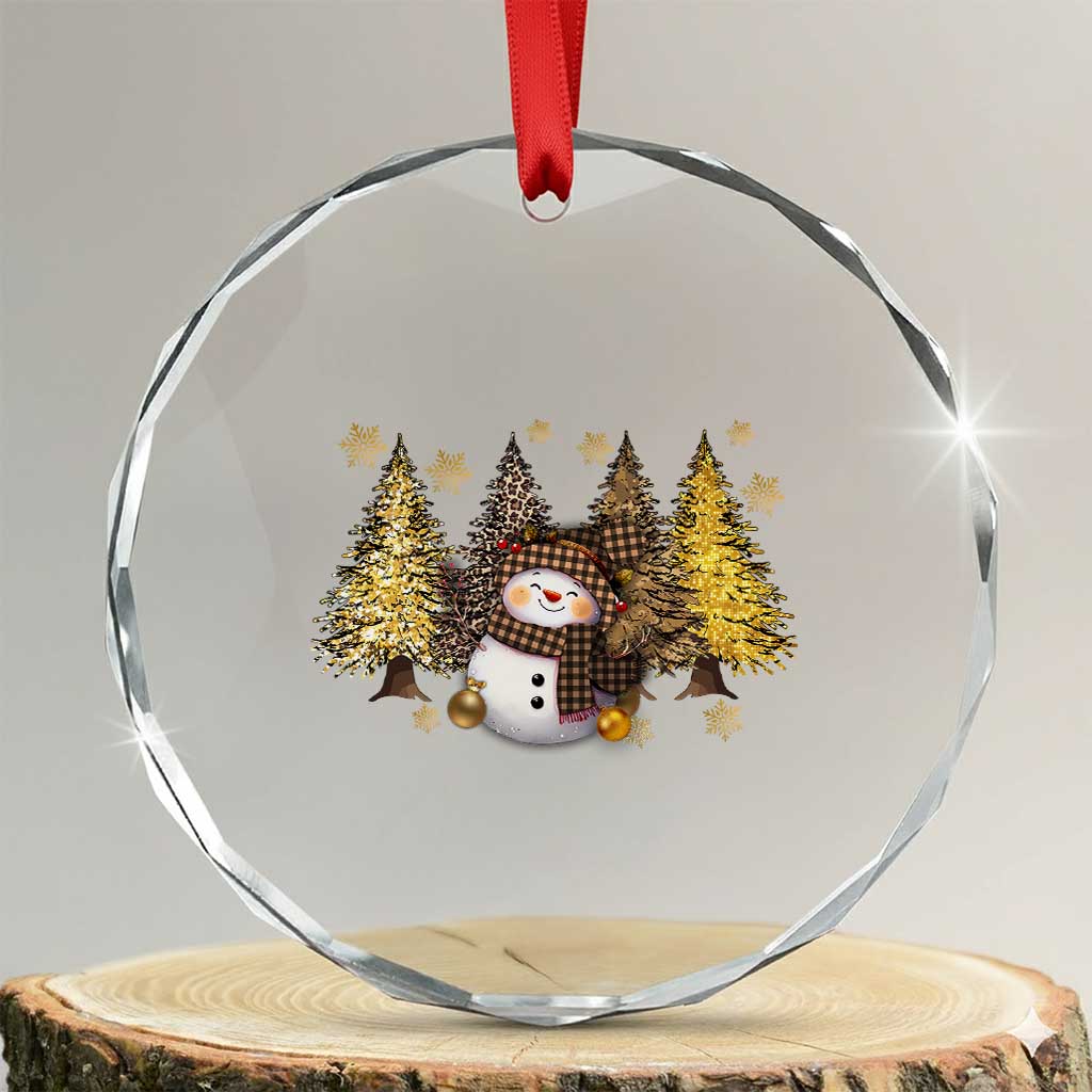 Xmas Snowman Crystal Glass Ornament Cute Winter Leopard Xmas Tree Farm TS10