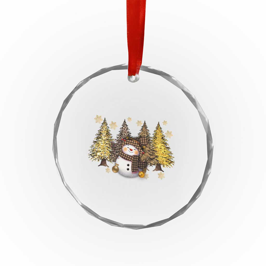 Xmas Snowman Crystal Glass Ornament Cute Winter Leopard Xmas Tree Farm TS10