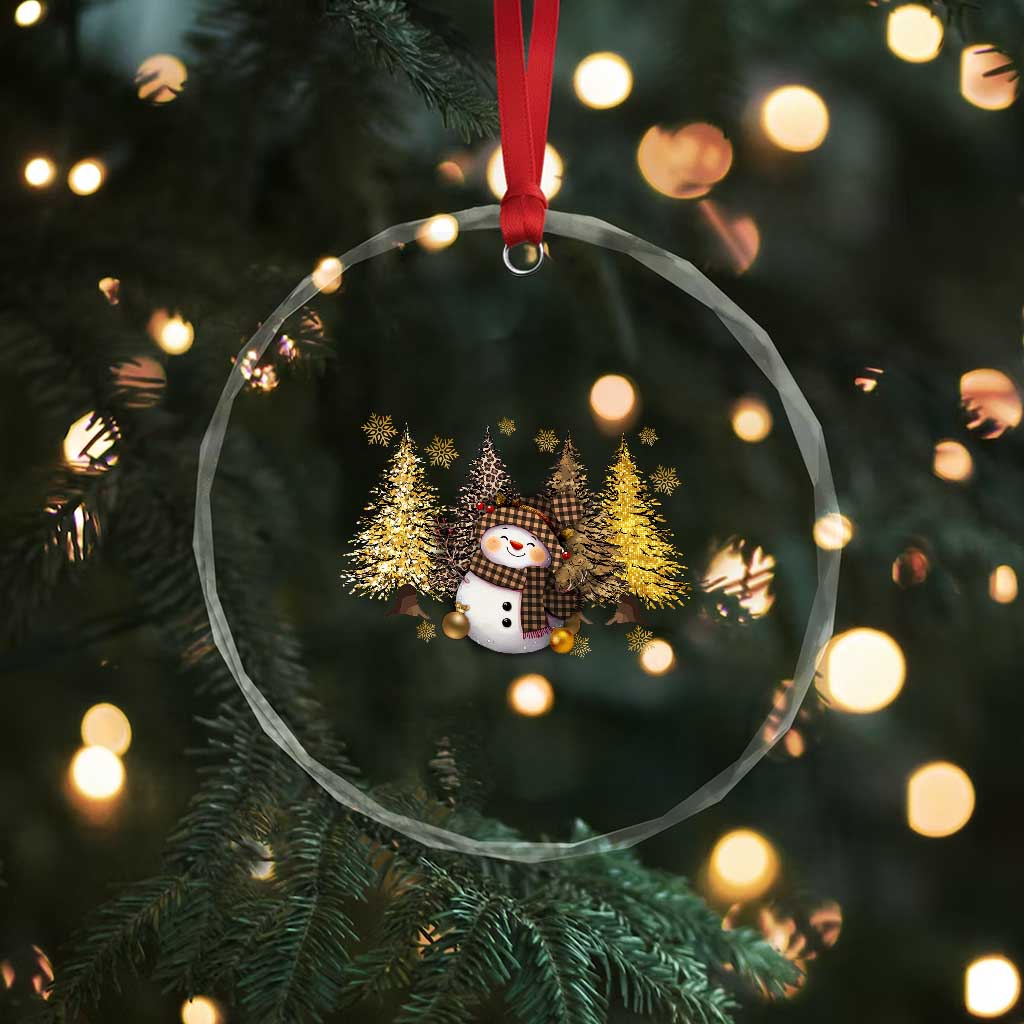 Xmas Snowman Crystal Glass Ornament Cute Winter Leopard Xmas Tree Farm TS10