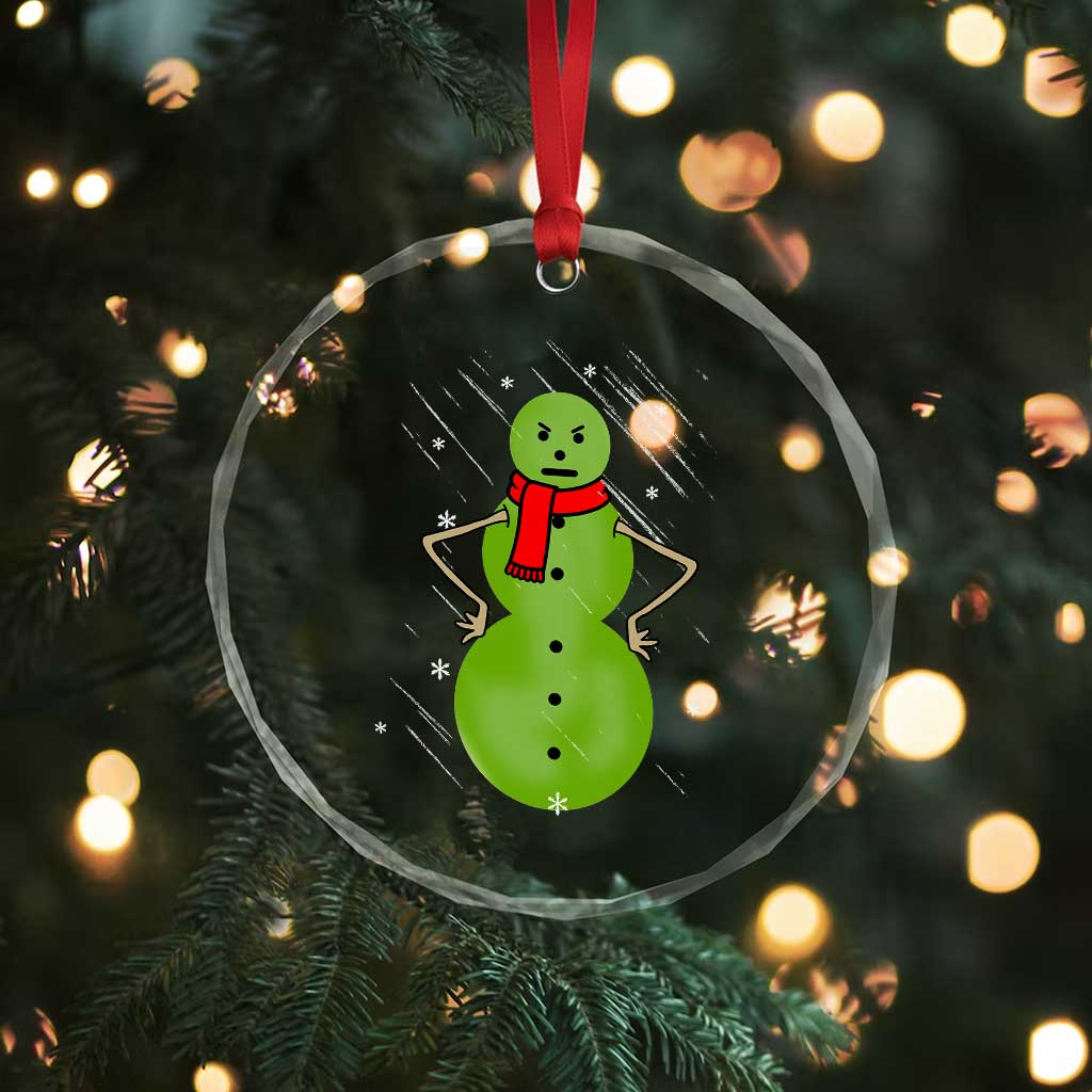 Xmas Snowman Crystal Glass Ornament Funny Angry Snowmen TS12