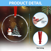 Xmas Snowman Crystal Glass Ornament Funny Snowmen With Christmas Tree TS12