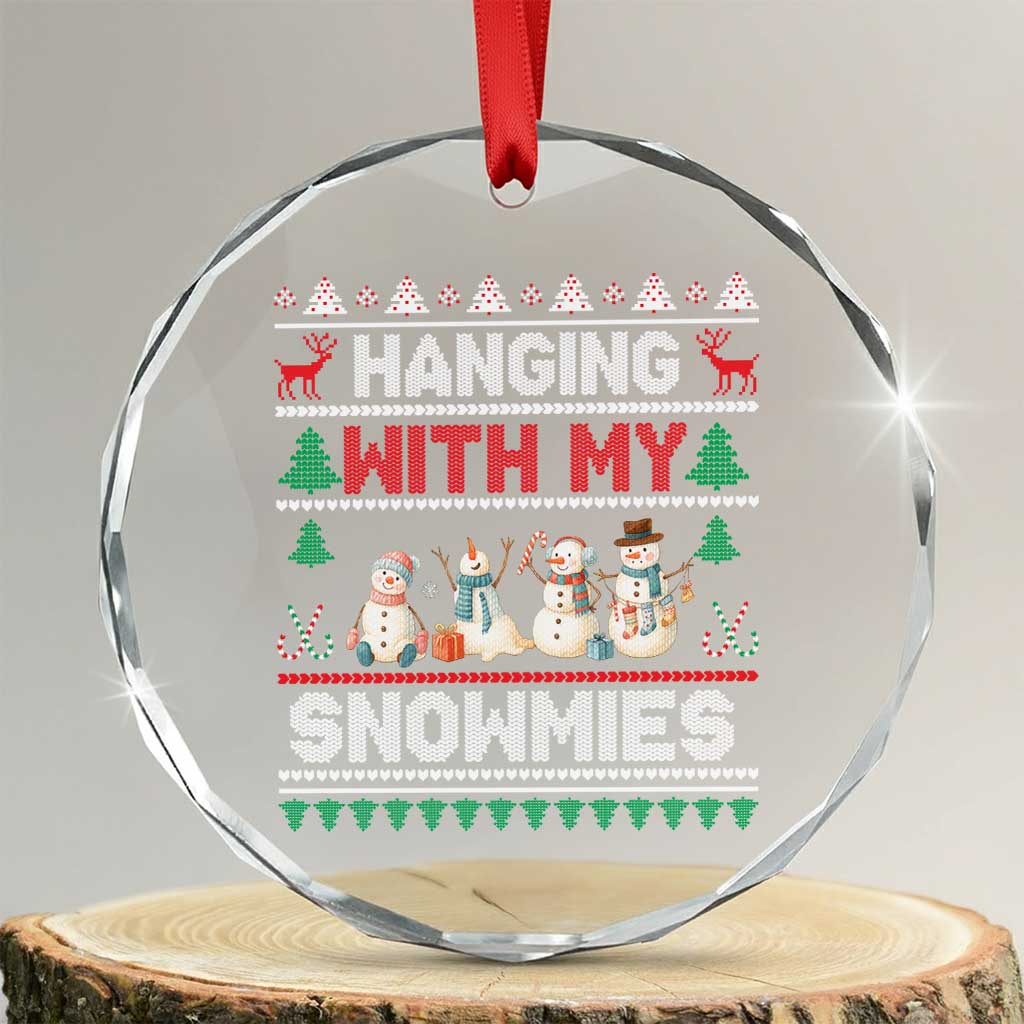 Xmas Snowman Crystal Glass Ornament Hanging With My Snowmies Merry Xmas TS12