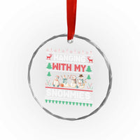 Xmas Snowman Crystal Glass Ornament Hanging With My Snowmies Merry Xmas TS12