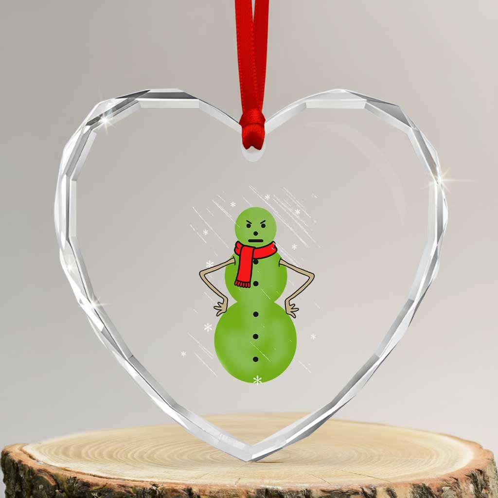 Xmas Snowman Heart Crystal Glass Ornament Funny Angry Snowmen - Wonder Print Shop