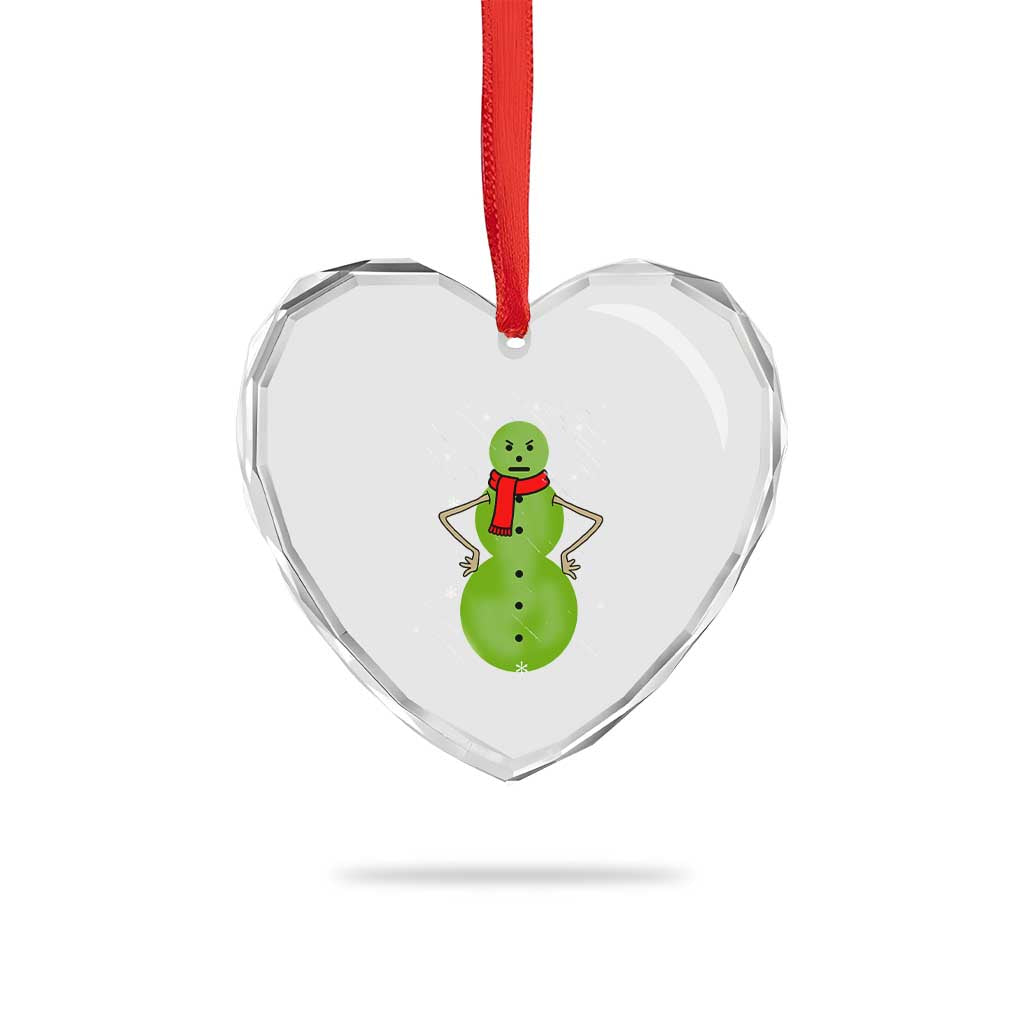 Xmas Snowman Heart Crystal Glass Ornament Funny Angry Snowmen - Wonder Print Shop