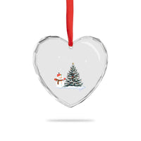 Xmas Snowman Heart Crystal Glass Ornament Funny Snowmen With Christmas Tree - Wonder Print Shop