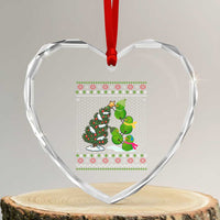 Xmas Snowman Squad Heart Crystal Glass Ornament Funny Holiday Snowmen With Xmas Tree - Wonder Print Shop