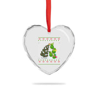 Xmas Snowman Squad Heart Crystal Glass Ornament Funny Holiday Snowmen With Xmas Tree - Wonder Print Shop