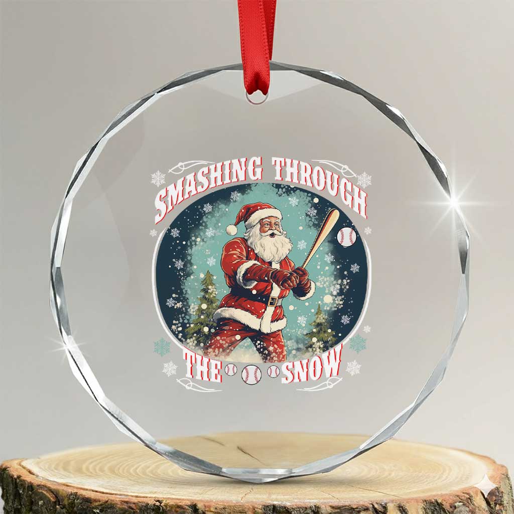 Xmas Sport Crystal Glass Ornament Baseball Player Santa Smashing Through The Snow TS09