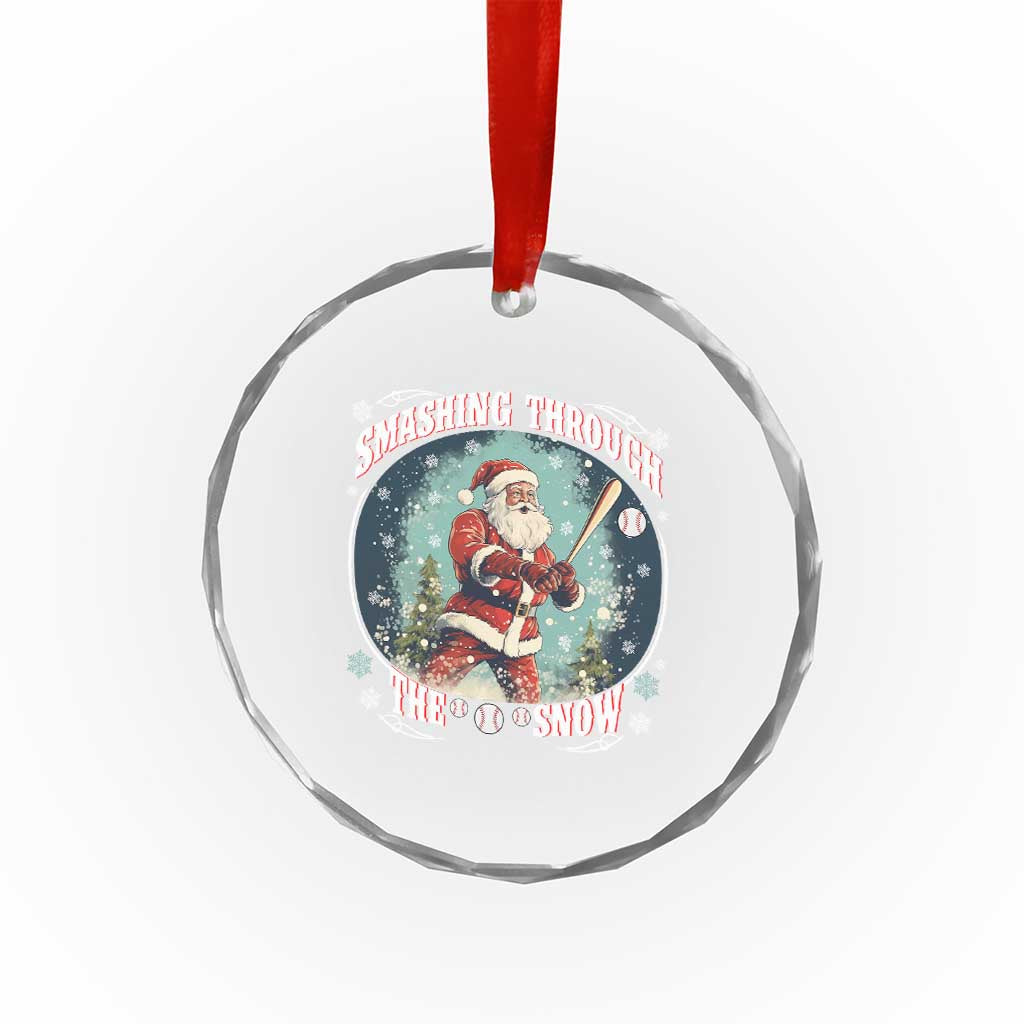 Xmas Sport Crystal Glass Ornament Baseball Player Santa Smashing Through The Snow TS09