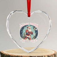 Xmas Sport Heart Crystal Glass Ornament Baseball Player Santa Smashing Through The Snow - Wonder Print Shop