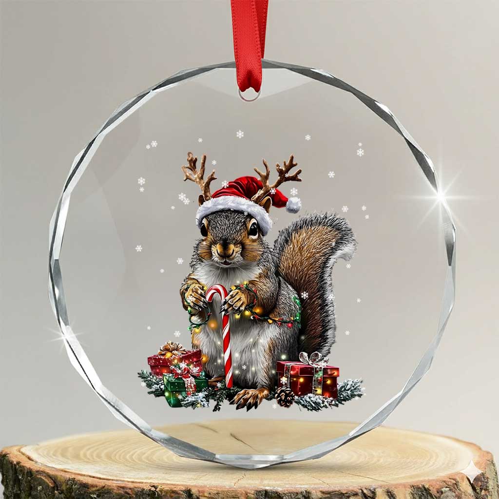 Xmas Squirrel Crystal Glass Ornament Xmas Tree Lights Reindeer Santa Hat Pajamas - Wonder Print Shop