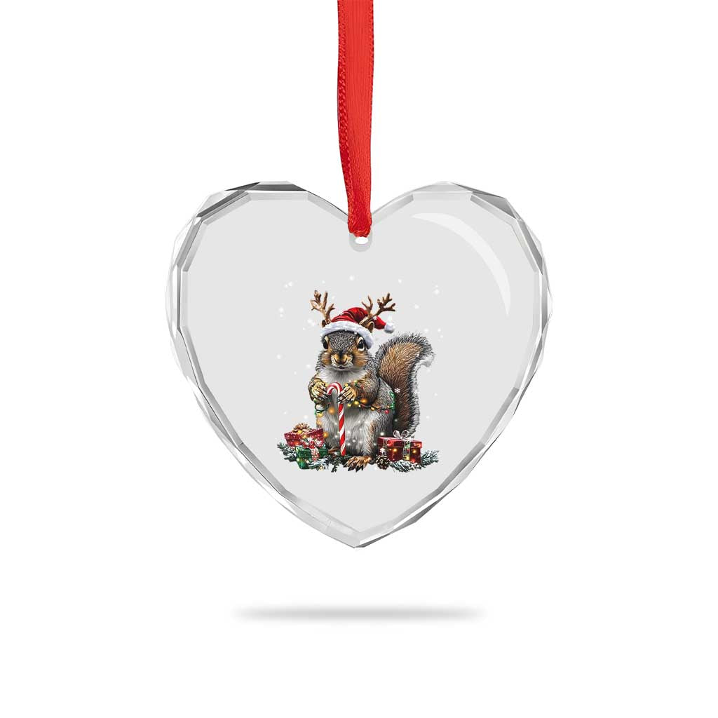 Xmas Squirrel Heart Crystal Glass Ornament Xmas Tree Lights Reindeer Santa Hat Pajamas - Wonder Print Shop
