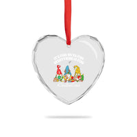 Xmas Teacher Heart Crystal Glass Ornament Gnomie Teacher Crew It's Fine We're Fine Everything Is Fine - Wonder Print Shop