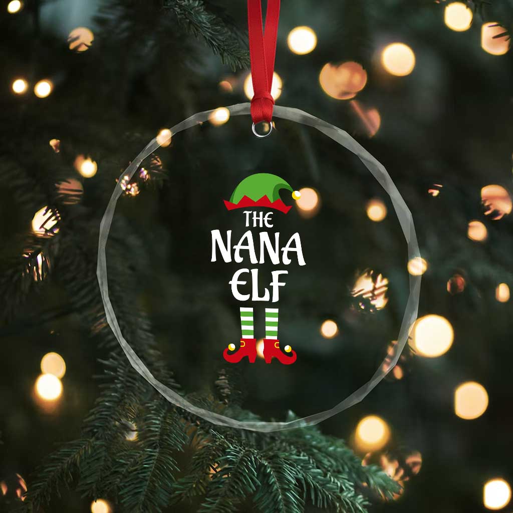 Xmas The Nana Elf Crystal Glass Ornament Funny Grandma Xmas Family Matching TS02