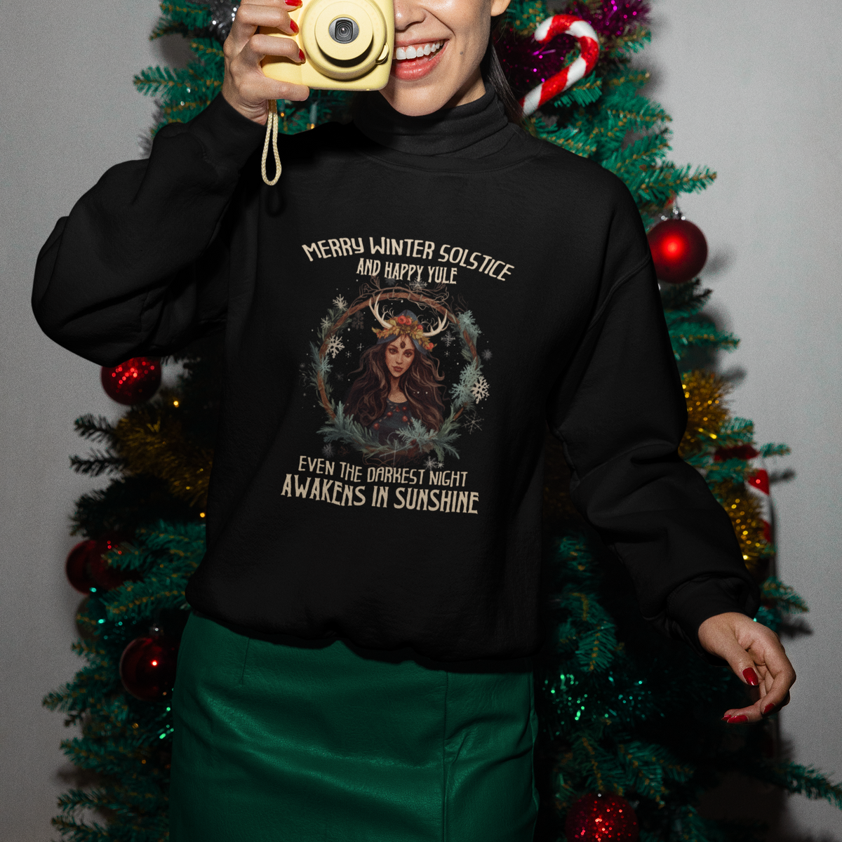 Merry Winter Solstice And Happy Yule Fairy Awakens In Sunshine Sweatshirt - Wonder Print Shop