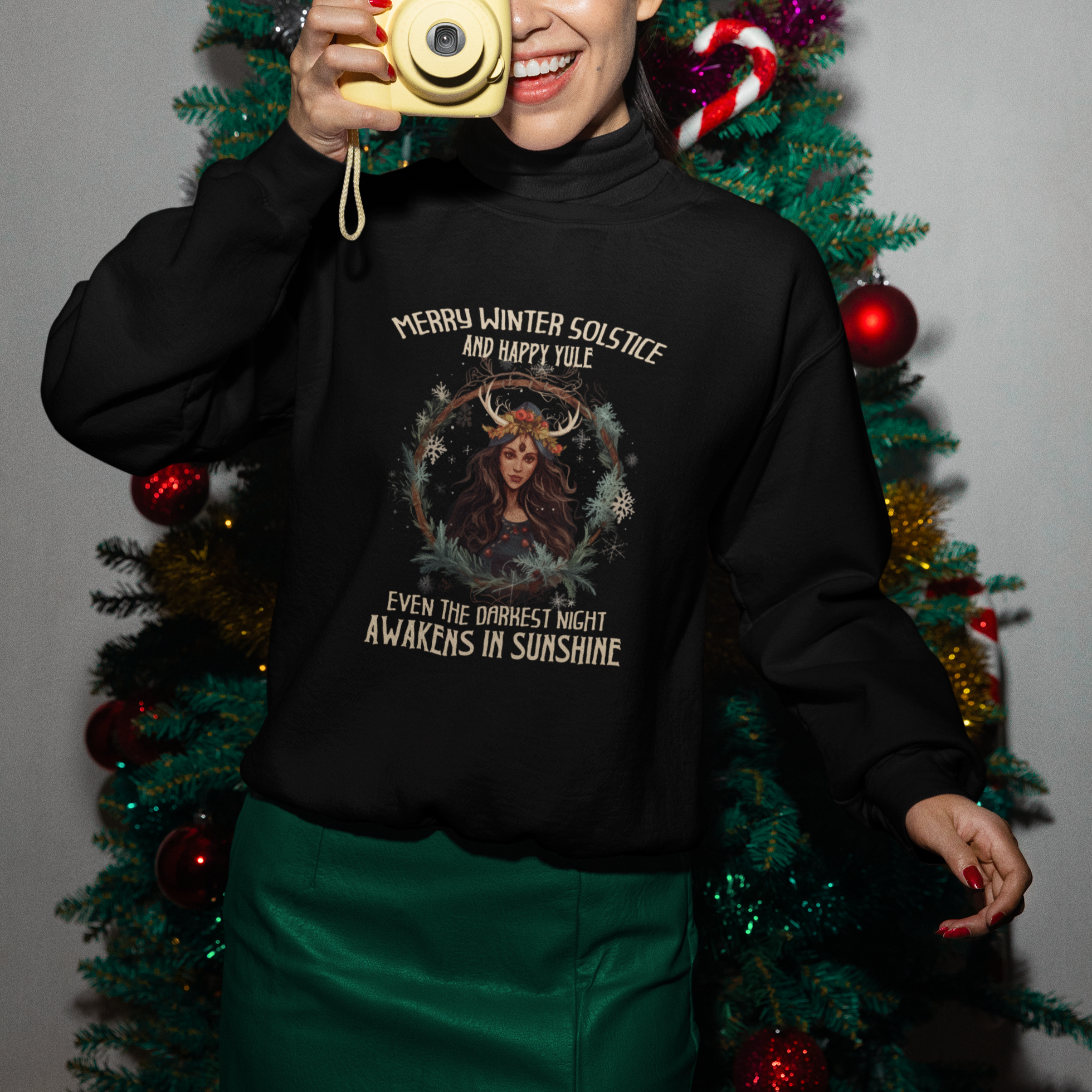 Merry Winter Solstice And Happy Yule Fairy Awakens In Sunshine Sweatshirt - Wonder Print Shop