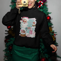 Christmas Sweatshirt Vintage Pink Santa Claus Ho Ho Ho - Wonder Print Shop