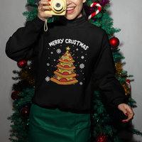 Merry Crustmas Pizza Christmas Tree Xmas Sweatshirt - Wonder Print Shop