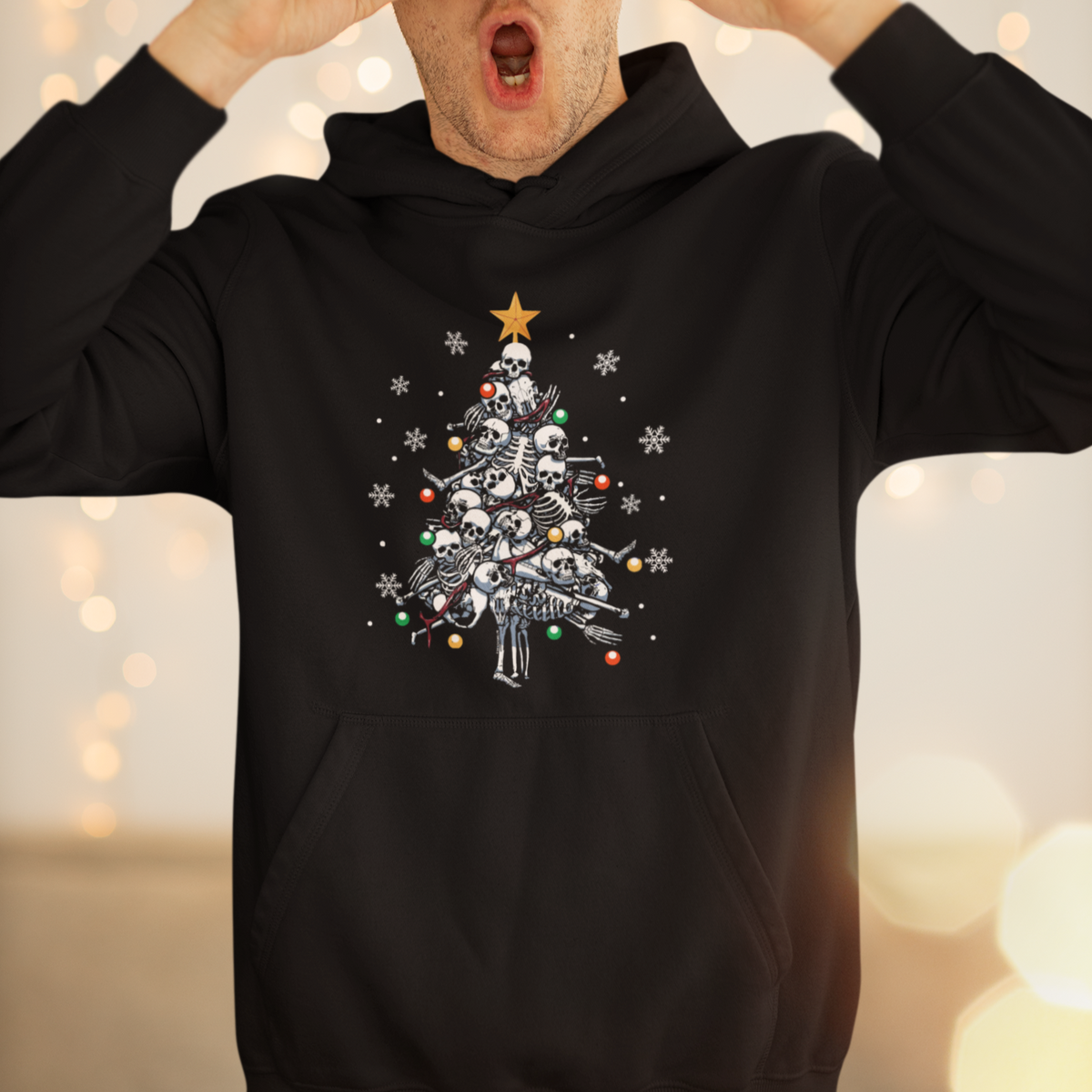 Skull Christmas Tree Cool Christmas Skeleton Hoodie - Wonder Print Shop