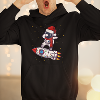 Christmas Hoodie Santa Astronaut Dabbing Space Rocket Xmas Light - Wonder Print Shop