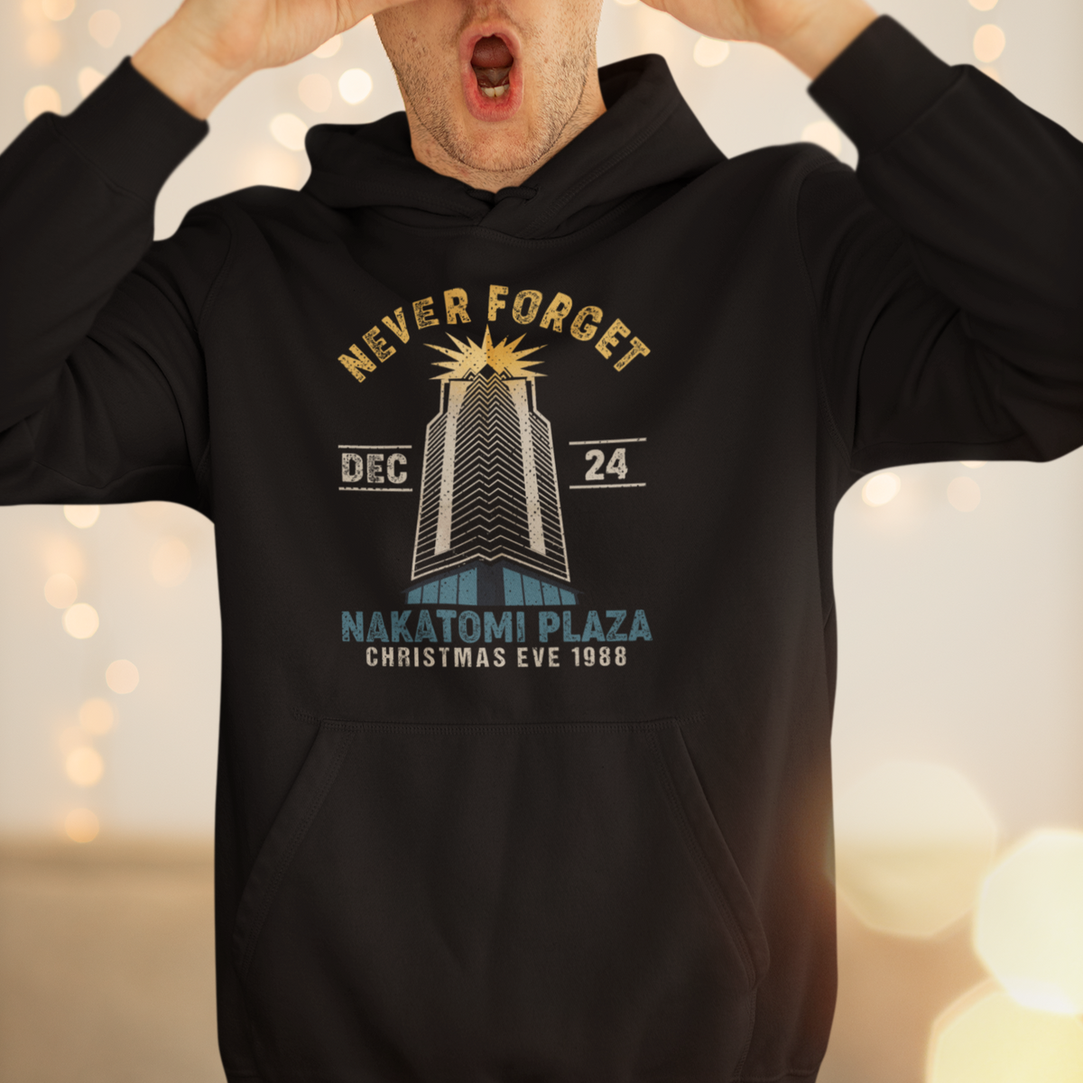 Nakatomi Plaza Hoodie Never Forget December 24 Christmas Eve 1988 - Wonder Print Shop
