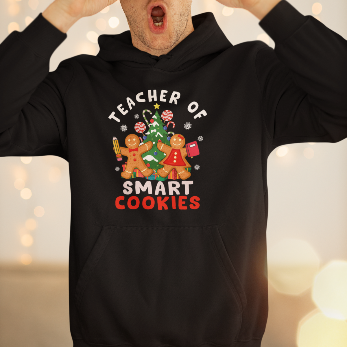 Teacher of Smart Cookies Christmas Gingerbread Man Hoodie Teacher of Smart Cookies - Wonder Print Shop