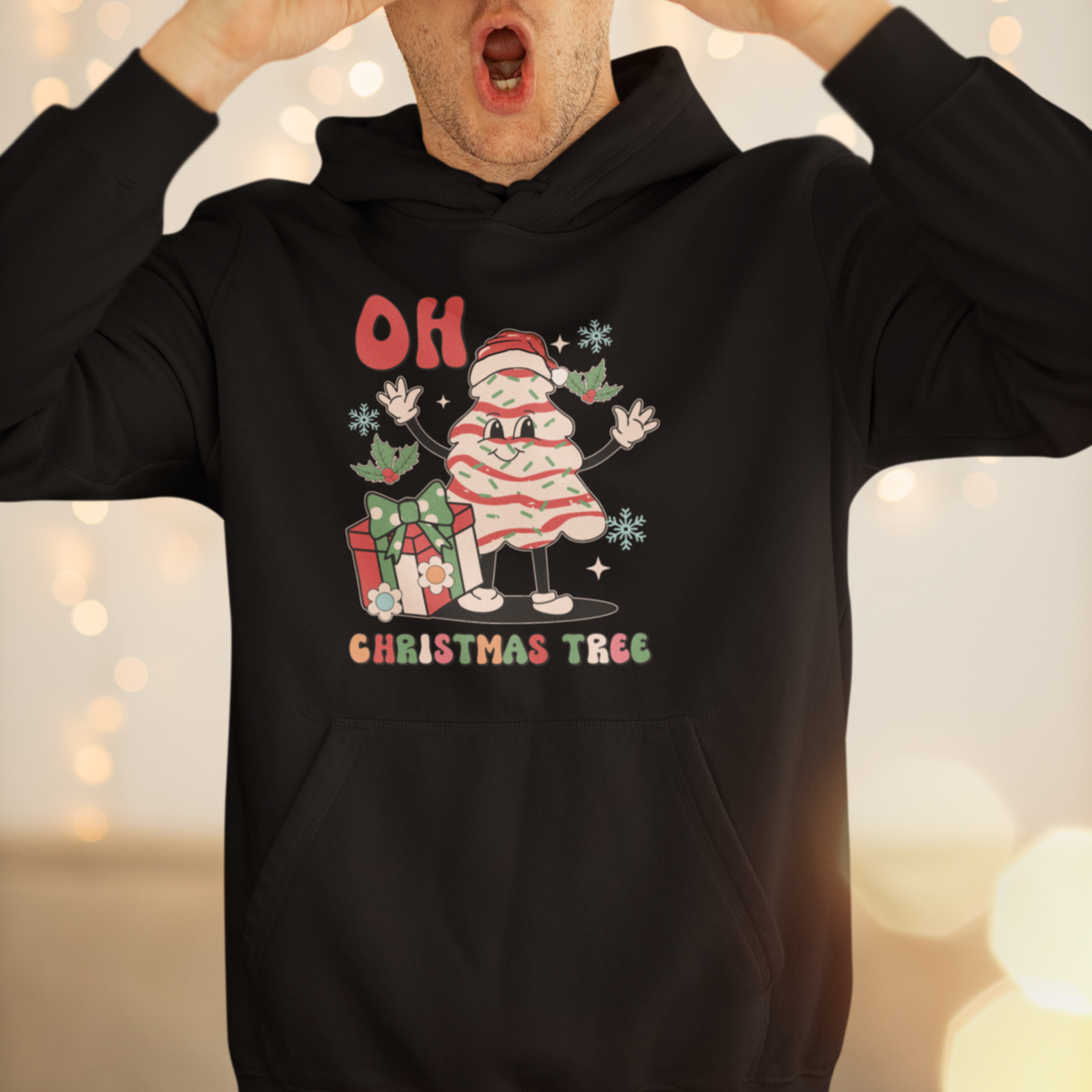 Oh Christmas Tree Retro Groovy Hoodie - Wonder Print Shop