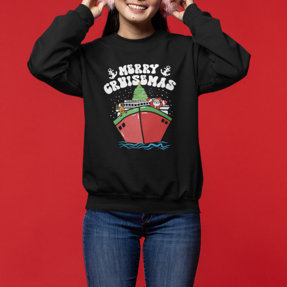 Merry Cruisemas Family Christmas Holiday Santa Reindeer Cruise Ship Sweatshirt - Wonder Print Shop