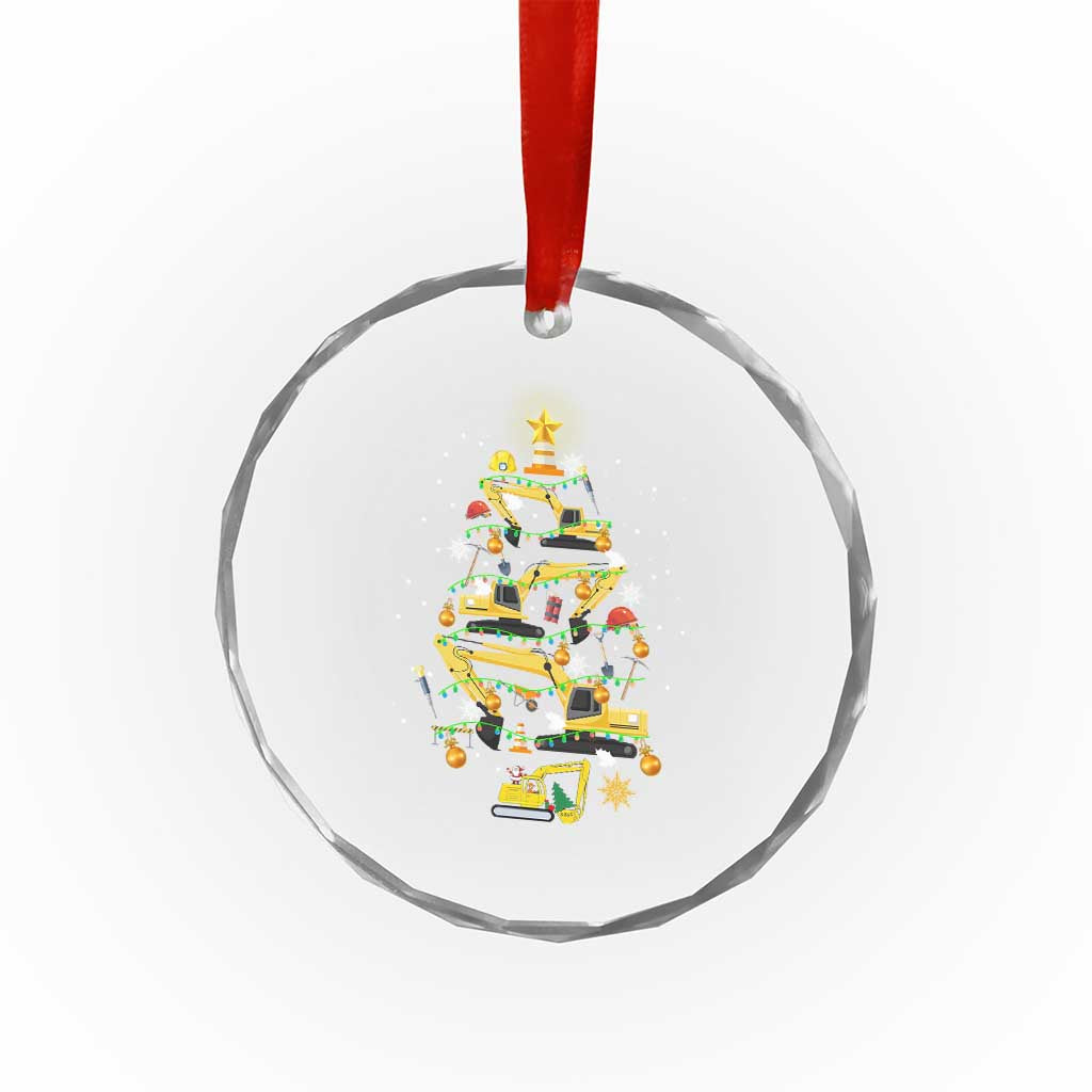 Xmas Tree Construction Excavator Crystal Glass Ornament TS09