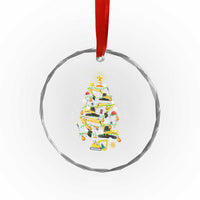 Xmas Tree Construction Excavator Crystal Glass Ornament TS09
