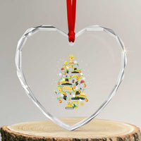 Xmas Tree Construction Excavator Heart Crystal Glass Ornament - Wonder Print Shop
