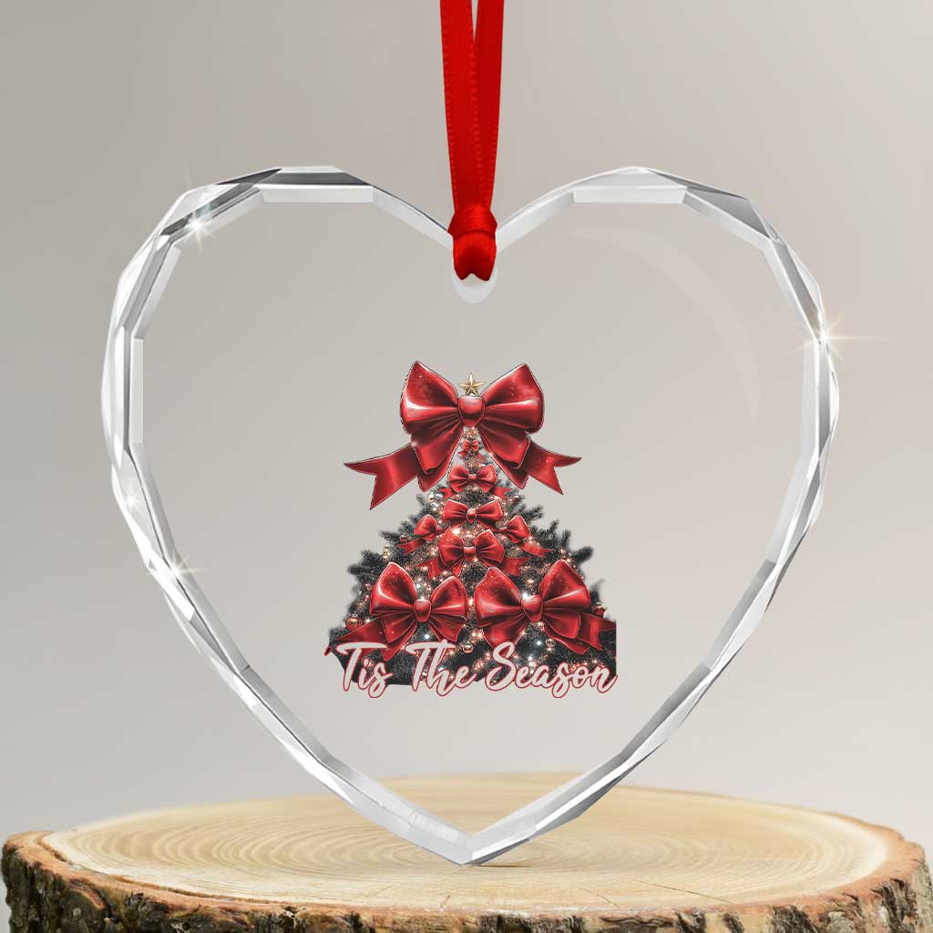 Xmas Tree Coquette Tis The Season Heart Crystal Glass Ornament - Wonder Print Shop