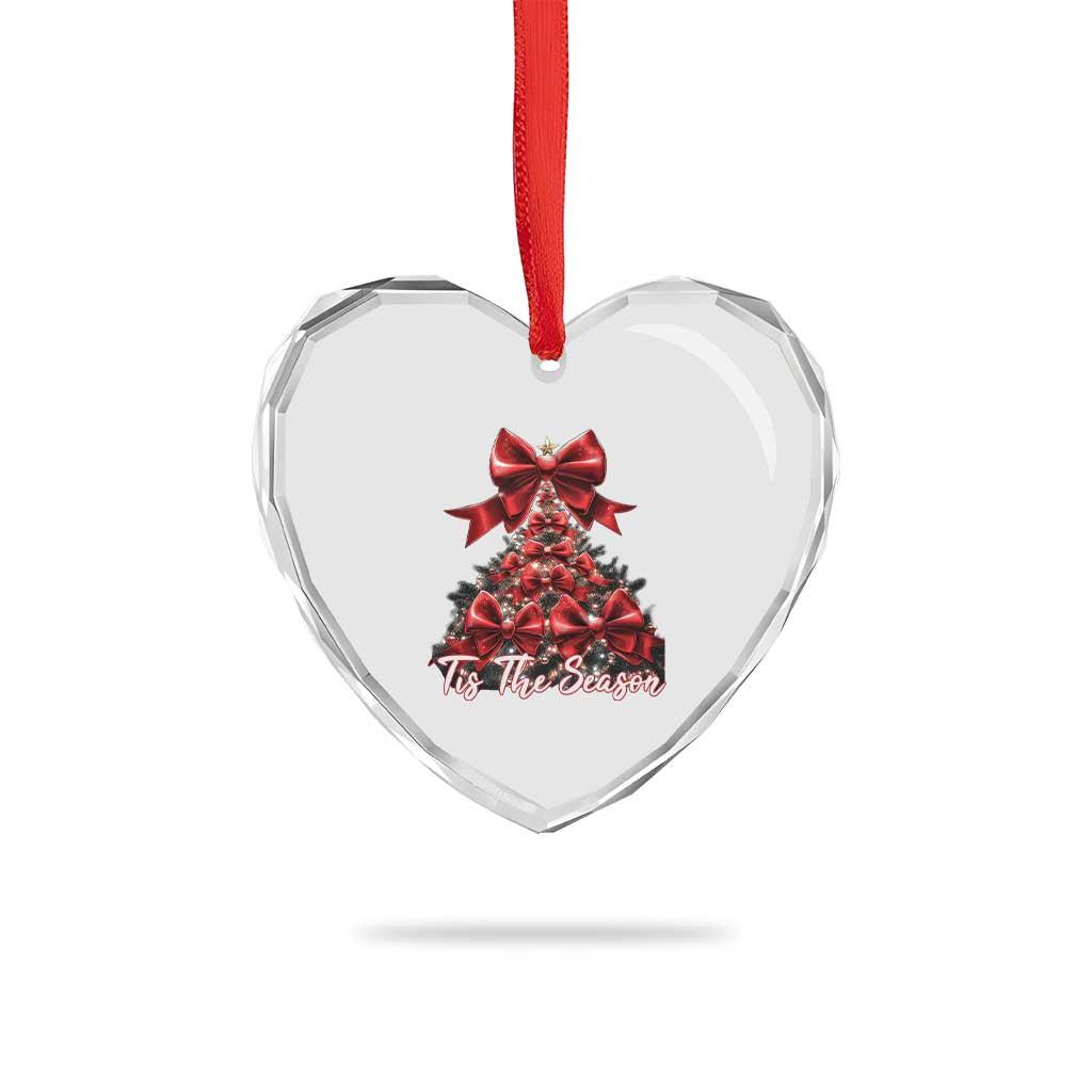 Xmas Tree Coquette Tis The Season Heart Crystal Glass Ornament - Wonder Print Shop